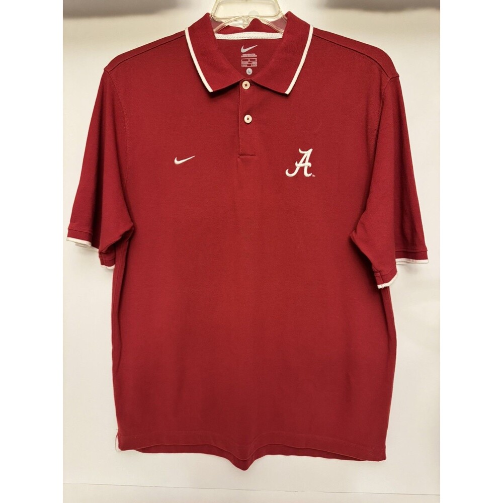 Nike Alabama Crimson Tide Polo Golf Shirt Mens Size Large Red